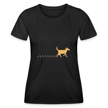 Joli chiot qui se dandine avec pattes de pied - T-shirt sport Femme - noir - Devant - AI Model Female 172 light (172cm)
