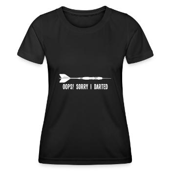 Sorry I Darted – Lustig Darts Fart - Frauen Funktions-T-Shirt - Schwarz - Vorne - AI Model Female 172 light (172cm)