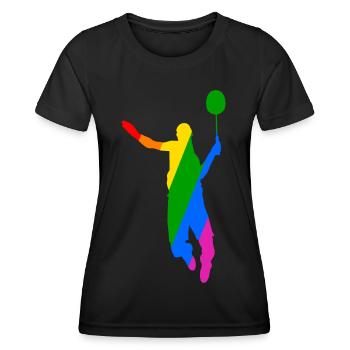 Rainbow Badminton Tennis Design - Women's Functional T-Shirt - black - Front - AI Model Female 172 light (172cm)