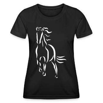 galoppierendes Pferd Hengst Stute reiten Zeichnung - Frauen Funktions-T-Shirt - Schwarz - Vorne - AI Model Female 172 light (172cm)