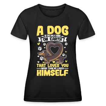 Dackel Liebe Dackel Spruch Hundespruch - Frauen Funktions-T-Shirt - Schwarz - Vorne - AI Model Female 172 light (172cm)