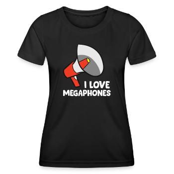 Megafon / Megaphon - I love Megaphones - Frauen Funktions-T-Shirt - Schwarz - Vorne - AI Model Female 172 light (172cm)