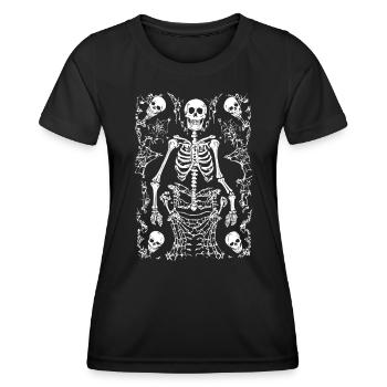 Squelette Halloween Crâne Crâne Gothique - T-shirt sport Femme - noir - Devant - AI Model Female 172 light (172cm)