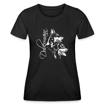 Dobermann - Doberman Pinscher - Frauen Funktions-T-Shirt - Schwarz - Vorne - AI Model Female 172 light (172cm)