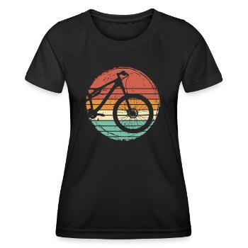 Mountainbike Mountainbiker Fahrrad Retro Geschenk - Frauen Funktions-T-Shirt - Schwarz - Vorne - AI Model Female 172 light (172cm)