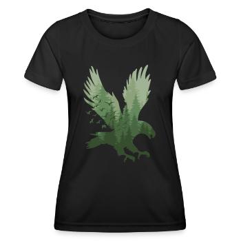 Adler Wald Silhouette Natur Steinadler - Frauen Funktions-T-Shirt - Schwarz - Vorne - AI Model Female 172 light (172cm)