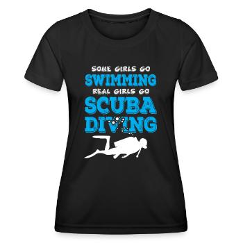 Les vraies filles font de la plongée sous-marine - T-shirt sport Femme - noir - Devant - AI Model Female 172 light (172cm)