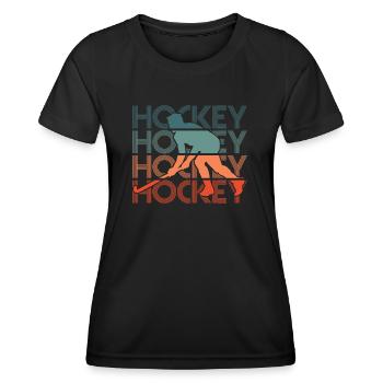 Retro Field Hockey Field Hockey Player Hockey Player - Women's Functional T-Shirt - black - Front - AI Model Female 172 light (172cm)