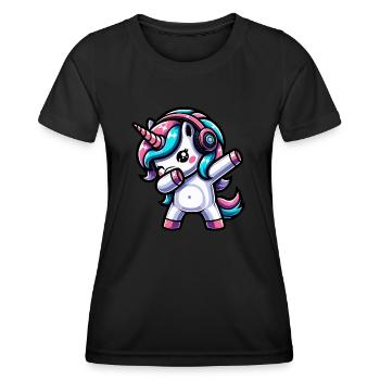 Dabbing Unicorn - Women's Functional T-Shirt - black - Front - AI Model Female 172 light (172cm)
