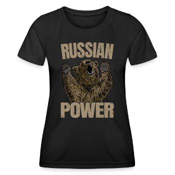 Russian Bear Power Russia Saying Gym - Women's Functional T-Shirt - black - Front - AI Model Female 172 light (172cm)