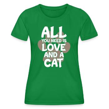 All You Need Is Love and a Cat - Frauen Funktions-T-Shirt - Kelly Green - Vorne - AI Model Female 172 dark (172cm)