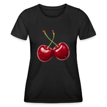 Kirsche - Frauen Funktions-T-Shirt - Schwarz - Vorne - AI Model Female 172 light (172cm)