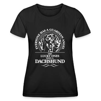 GUARDIAN ANGEL DACHSHUND - Women's Functional T-Shirt - black - Front - AI Model Female 172 light (172cm)