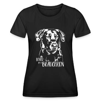 Loved by a BEAUCERON Dog Saying Dogs Wilsigns - Women's Functional T-Shirt - black - Front - AI Model Female 172 light (172cm)