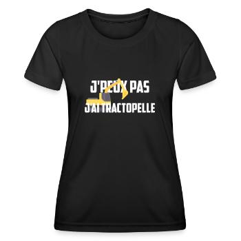 J'peux pas j'ai tractopelle - T-shirt sport Femme - noir - Devant - AI Model Female 172 light (172cm)