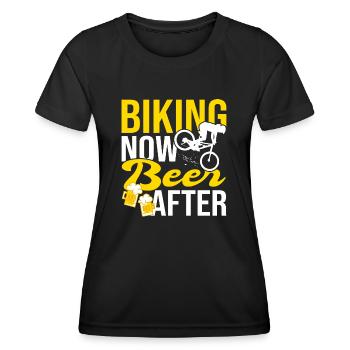 Faire du vélo maintenant de la bière après le vélo de montagne Sport bike - T-shirt sport Femme - noir - Devant - AI Model Female 172 light (172cm)