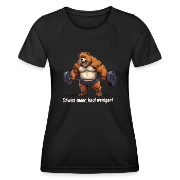 Gym - Schwitz mehr, heul weniger - Frauen Funktions-T-Shirt - Schwarz - Vorne - AI Model Female 172 light (172cm)