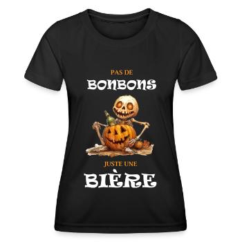 Halloween, Pas de bonbons juste une bière ! - T-shirt sport Femme - noir - Devant - AI Model Female 172 light (172cm)