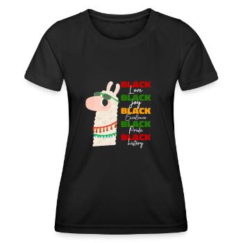 black love joy.. Black History Month, llama lovers - T-shirt sport Femme - noir - Devant - AI Model Female 172 light (172cm)