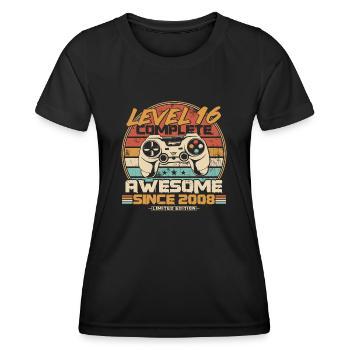 16th Birthday Gamer born in 2008 - Women's Functional T-Shirt - black - Front - AI Model Female 172 light (172cm)