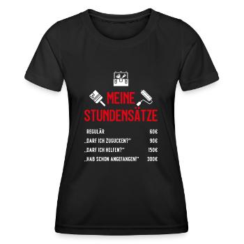 STUNDENSÄTZE STUNDENLOHN MALER MALERMEISTER - Frauen Funktions-T-Shirt - Schwarz - Vorne - AI Model Female 172 light (172cm)