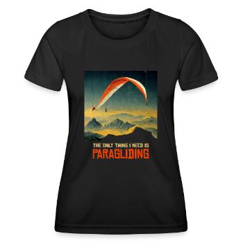 Paragliding Retro Poster - Frauen Funktions-T-Shirt - Schwarz - Vorne - AI Model Female 172 light (172cm)