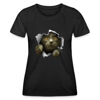 Kitten crack cute cat - Women's Functional T-Shirt - black - Front - AI Model Female 172 light (172cm)