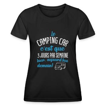 Camping car 3 jours par semaine - T-shirt sport Femme - noir - Devant - AI Model Female 172 light (172cm)