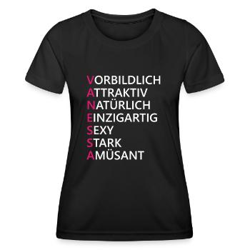 Vanessa Name Geschenk - Frauen Funktions-T-Shirt - Schwarz - Vorne - AI Model Female 172 light (172cm)