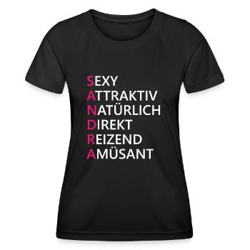 Sandra Name Geschenk - Frauen Funktions-T-Shirt - Schwarz - Vorne - AI Model Female 172 light (172cm)
