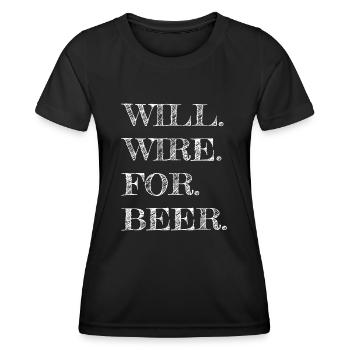 electrician apprentice bear beer top joke job - Women's Functional T-Shirt - black - Front - AI Model Female 172 light (172cm)
