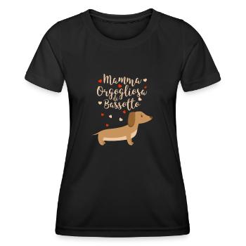 Drôle de cadeau de maman teckel fier - T-shirt sport Femme - noir - Devant - AI Model Female 172 light (172cm)