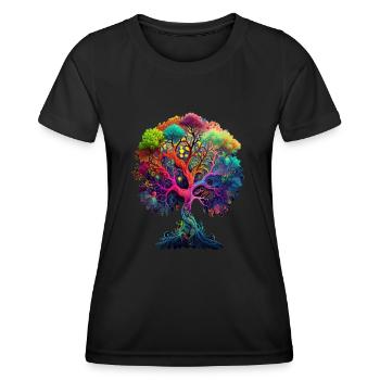 Baum des Lebens Keltisch Nordisch Naturschutz Wald - Frauen Funktions-T-Shirt - Schwarz - Vorne - AI Model Female 172 light (172cm)