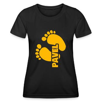 Empreinte Bébé Naissance Pavel - T-shirt sport Femme - noir - Devant - AI Model Female 172 light (172cm)