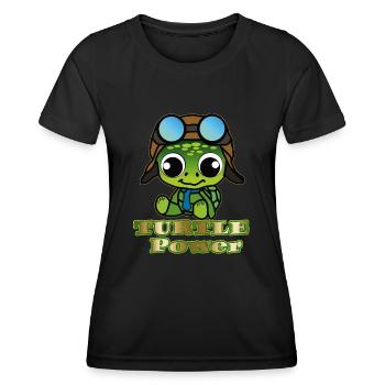 Puissance de la tortue - T-shirt sport Femme - noir - Devant - AI Model Female 172 light (172cm)