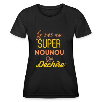 Super Nounou qui Déchire : Gardienne de Sourires - T-shirt sport Femme - noir - Devant - AI Model Female 172 light (172cm)