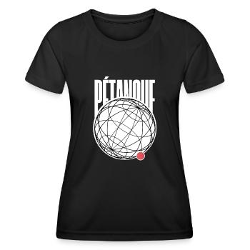 PETANQUE JEU DE BOULES GRAPHIQUE MODERNE - T-shirt sport Femme - noir - Devant - AI Model Female 172 light (172cm)