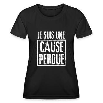 Je suis une Cause Perdue - T-shirt sport Femme - noir - Devant - AI Model Female 172 light (172cm)