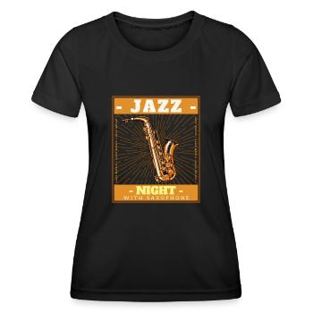 JAZZ NIGHT SAXOPHON - Frauen Funktions-T-Shirt - Schwarz - Vorne - AI Model Female 172 light (172cm)