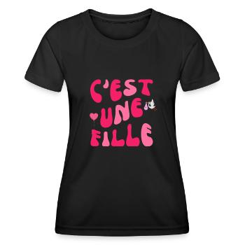 C'est une fille grossesse enceinte bébé - T-shirt sport Femme - noir - Devant - AI Model Female 172 light (172cm)