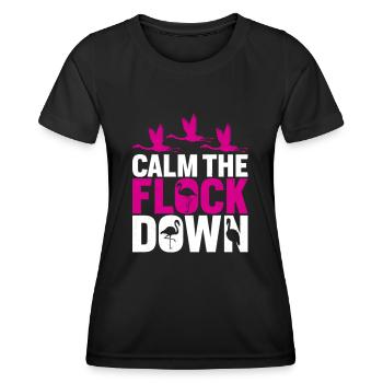 Flamingos beruhigen die Herde - Frauen Funktions-T-Shirt - Schwarz - Vorne - AI Model Female 172 light (172cm)