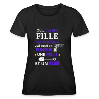 J'ai une Fille Magnifique - T-shirt sport Femme - noir - Devant - AI Model Female 172 light (172cm)