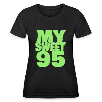 Anniversaire 95 - T-shirt sport Femme - noir - Devant - AI Model Female 172 light (172cm)