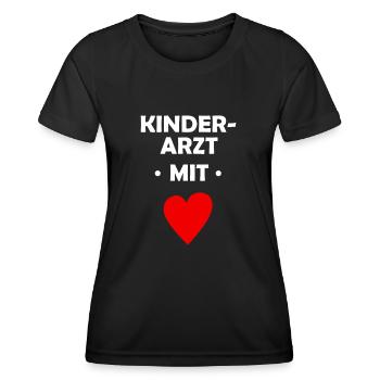 Kinderarzt mit Herz - Arzt - Krankenhaus - Doktor - Frauen Funktions-T-Shirt - Schwarz - Vorne - AI Model Female 172 light (172cm)