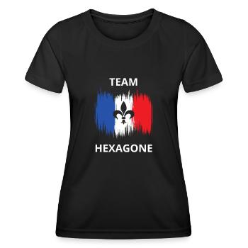 Team HEXAGONE Équipe de France Bleu Blanc Rouge - T-shirt sport Femme - noir - Devant - AI Model Female 172 light (172cm)