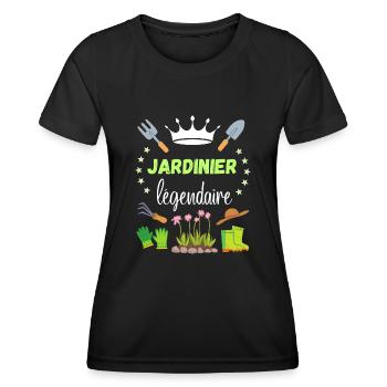 Jardinier Légendaire Cadeau Retraite Campagne - T-shirt sport Femme - noir - Devant - AI Model Female 172 light (172cm)
