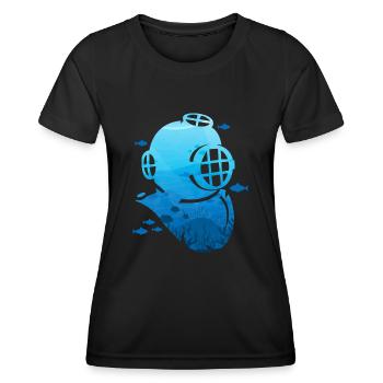 Underwater Exploration Oldschool Diving Helmet - Frauen Funktions-T-Shirt - Schwarz - Vorne - AI Model Female 172 light (172cm)