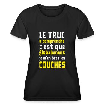 Globalement je m'en bats les couches - T-shirt sport Femme - noir - Devant - AI Model Female 172 light (172cm)
