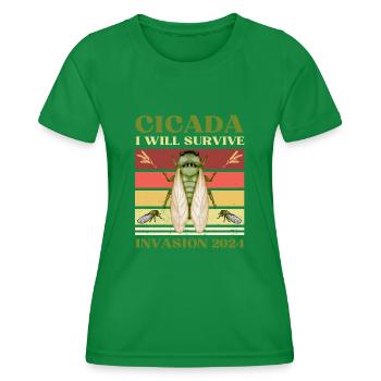 SHIRT I WILL SURVIVE CICADA INVASION 2024 - Women's Functional T-Shirt - kelly green - Front - AI Model Female 172 dark (172cm)