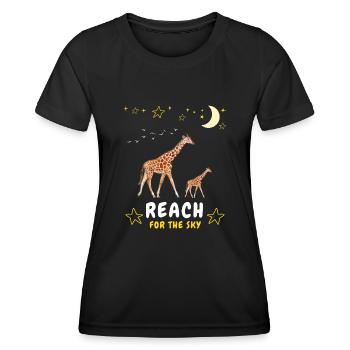 Greifen Sie nach dem Himmel - Giraffenfamilie - Frauen Funktions-T-Shirt - Schwarz - Vorne - AI Model Female 172 light (172cm)